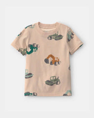 Toddler Boy Construction Tee - Tan