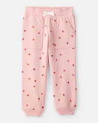 Toddler Girl 2-Piece Apple Doubleknit Pant Set - Pink