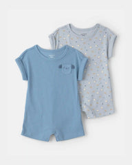 Baby Boy 2-Pack Dog Short-Sleeve Rompers - Blue