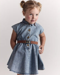 Toddler Avenue Twirl™ Denim Dress in Avenue Wash - Blue