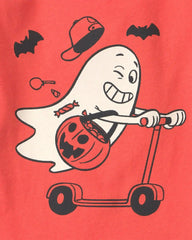 Toddler Boy Ghost Scooter Long-Sleeve Graphic Tee - Orange