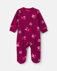 Baby Girl Floral Fleece 2-Way Zip Sleep & Play Pajamas - Purple