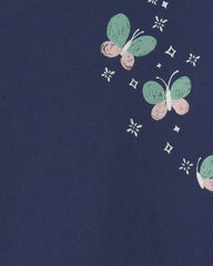 Toddler Girl Butterfly Floral Long-Sleeve Graphic Tee - Navy Blue