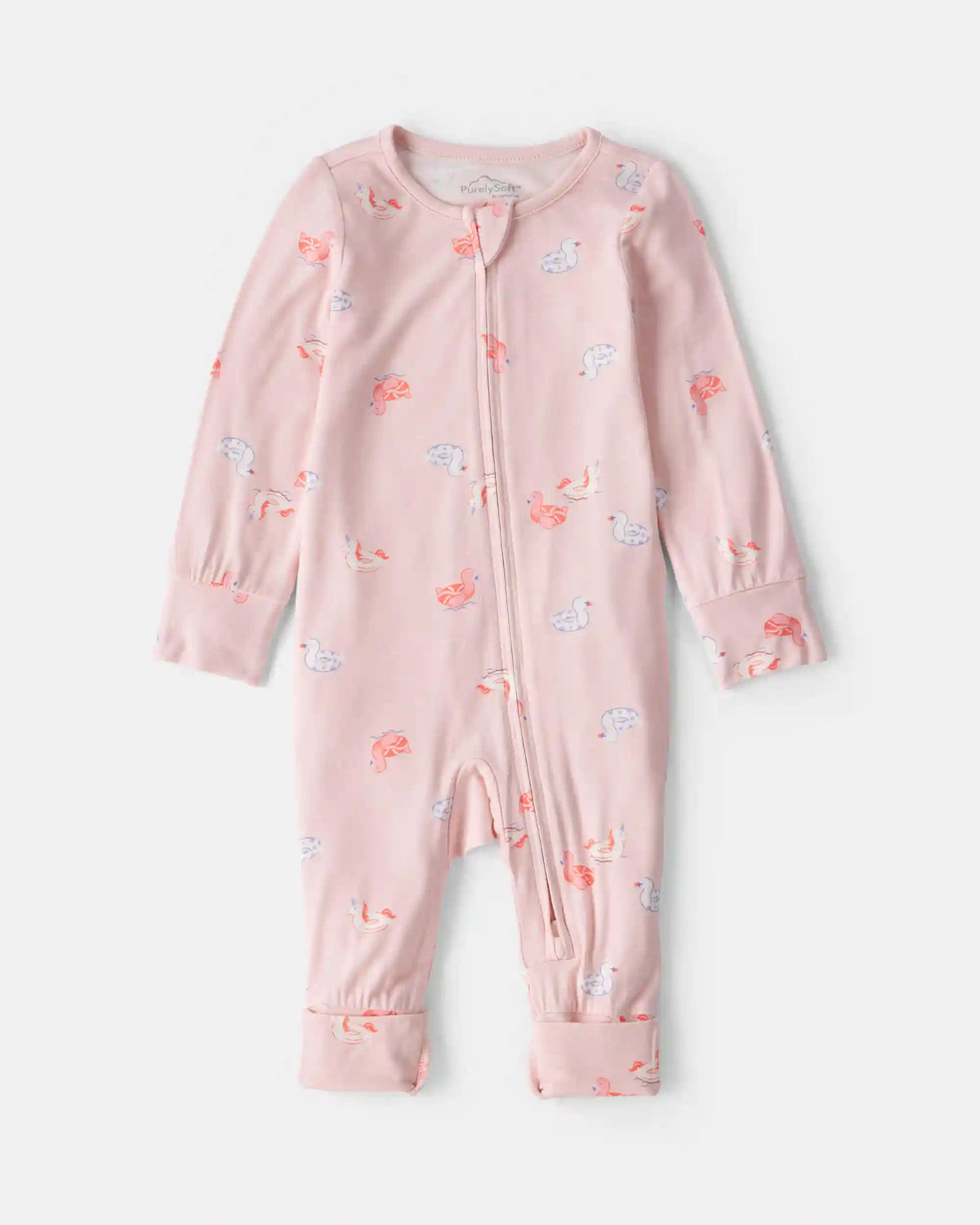 Baby Girl Flamingo PurelySoft™ 2-Way Zip Sleep & Play Pajamas - Pink