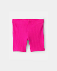Toddler Girl Ribbed Bike Shorts - Pink