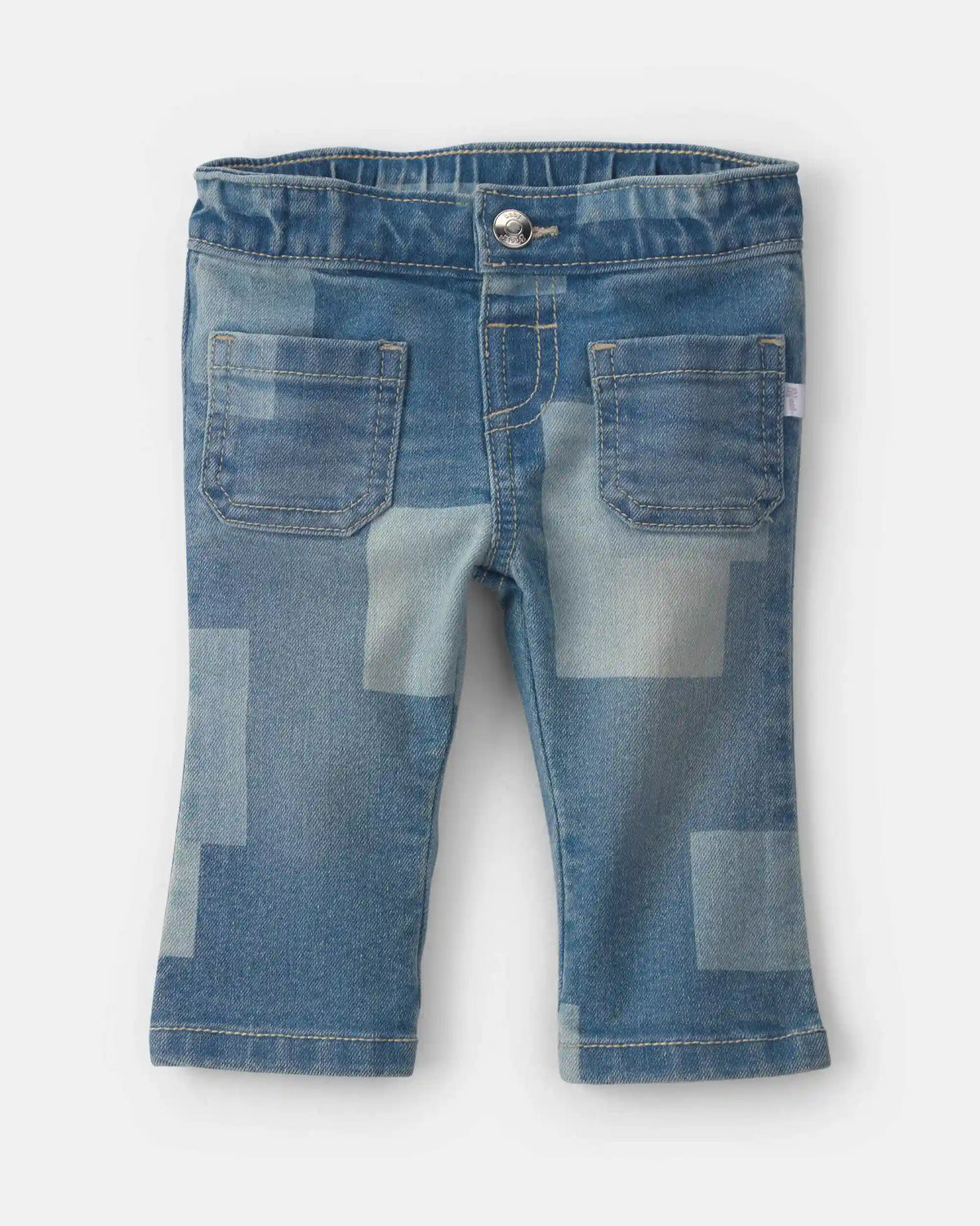 Baby Girl Patchwork Straight-Leg Jeans - Medium Wash
