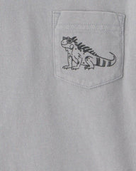 Toddler Boy Lizard Pocket Tee - Grey
