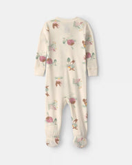 Toddler Girl 1-Piece Country Farm 100% Cotton Snug Fit Footed Pajama - Cream