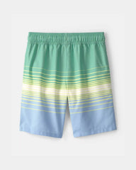 Boys Striped Swim Trunks - Green/Blue