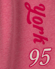 Girls 'New York' French Terry Joggers - Pink/Red