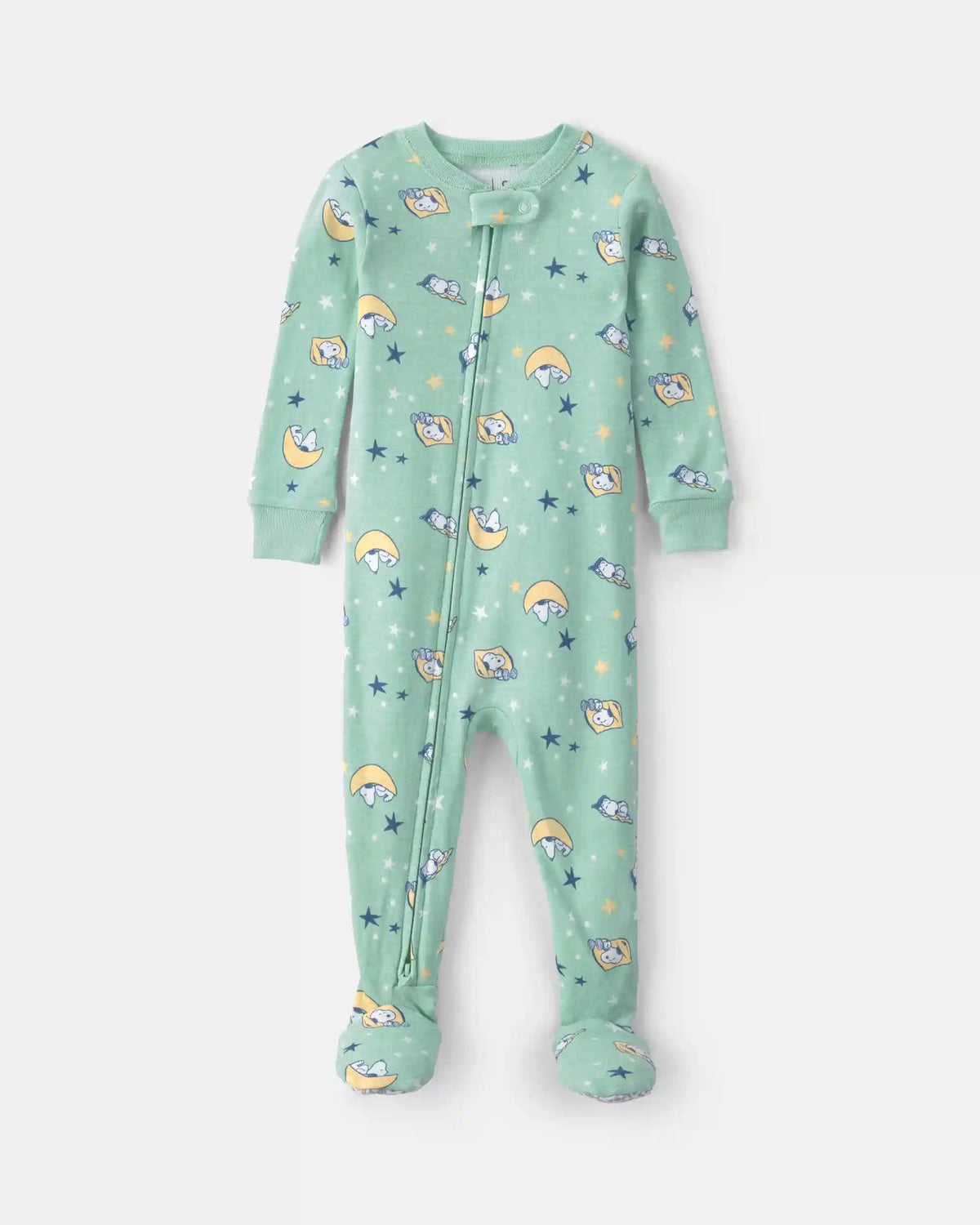 Baby Peanuts Snoopy 100% Cotton Snug Fit 1-Piece Pajama - Green