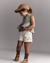 Toddler Girl Embroidered Peplum Top in Floral Print - Green