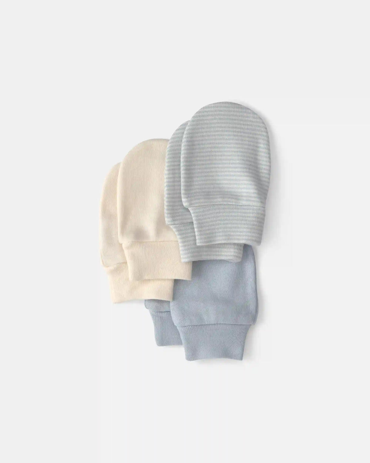 Baby 3-Pack Mitts - Blue/Ivory