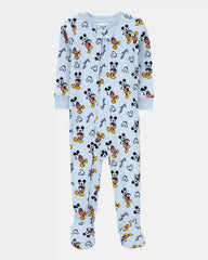 Baby Boy Disney© Mickey Mouse Snug Fit Cotton Footie 1-Piece Pajamas - Blue