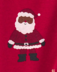 Baby Brown Santa Christmas 100% Cotton 2-Way Zip Sleep & Play Pajamas - Red
