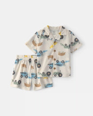 Toddler Boy 2-Piece Farm Short-Sleeve Pajama Set