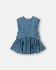 Toddler Girl Asymmetrical Drop-Waist Dress in Denim