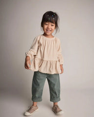 Toddler Girl Ruffle Top - Khaki
