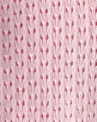 Baby Girl Bow Pointelle Button-Up Cardigan Sweater - Pink