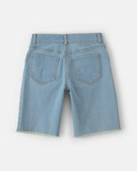 Girls Floral Denim Shorts - Medium Wash