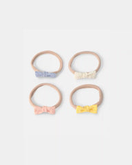 Baby Girl 4-Pack Headwraps - Orange/Blue/Cream
