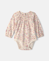 Baby Girl Floral Long-Sleeve Fashion Bodysuit