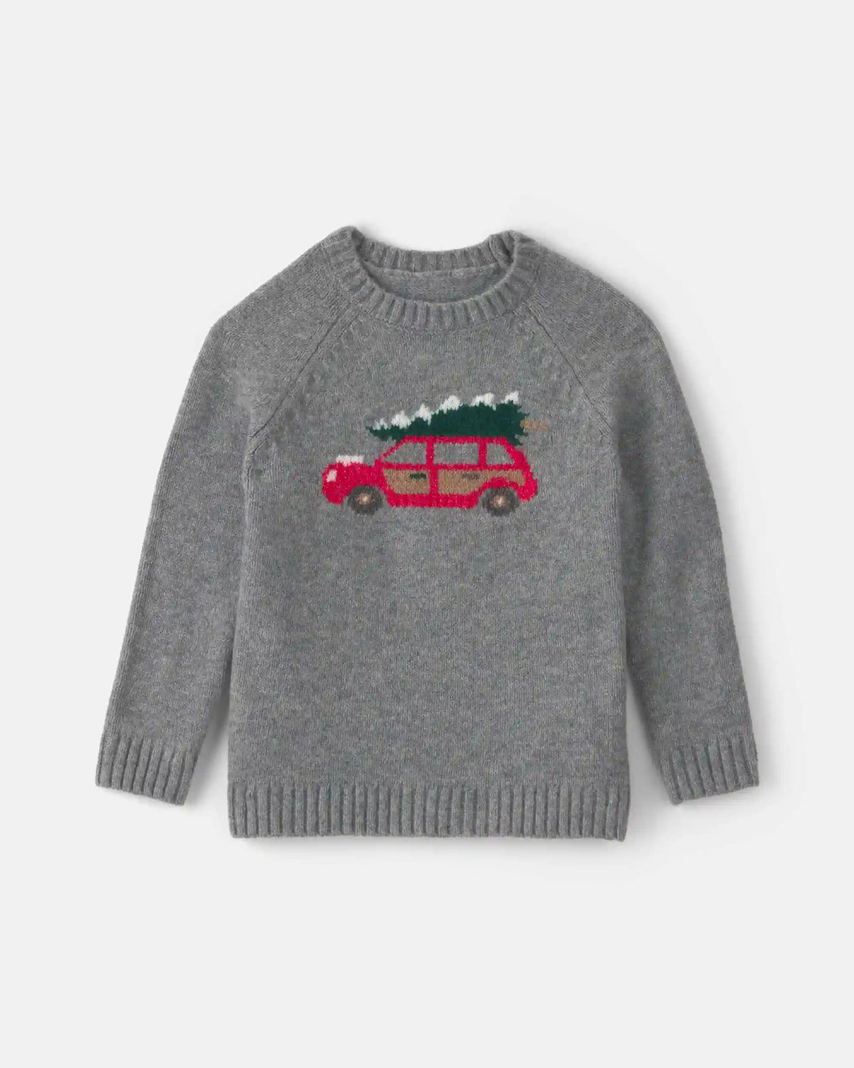 Toddler Boy Christmas Car Sweater - Grey
