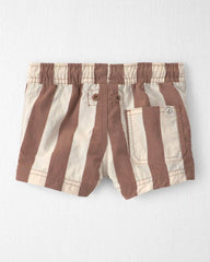 Baby Boy Recycled Swim Trunks in Brown Stripes