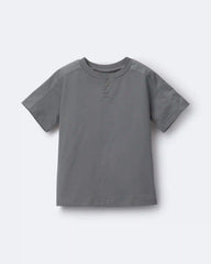Toddler Boy Henley Tee - Dark Grey
