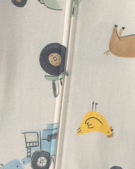 Baby Boy Farm 100% Cotton 2-Way Zip 1-Piece Pajama - Cream