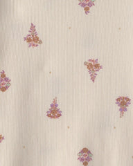 Girls Floral Ribbed Top - Cream