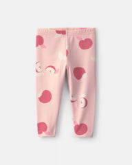 Baby Girl Apple Pull-On Stretch Leggings - Pink