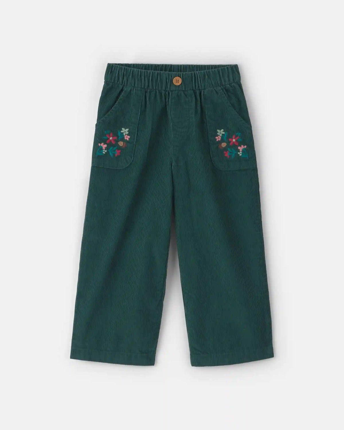 Toddler Girl Floral Corduroy Wide-Leg Pants - Green