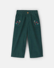 Toddler Girl Floral Corduroy Wide-Leg Pants - Green