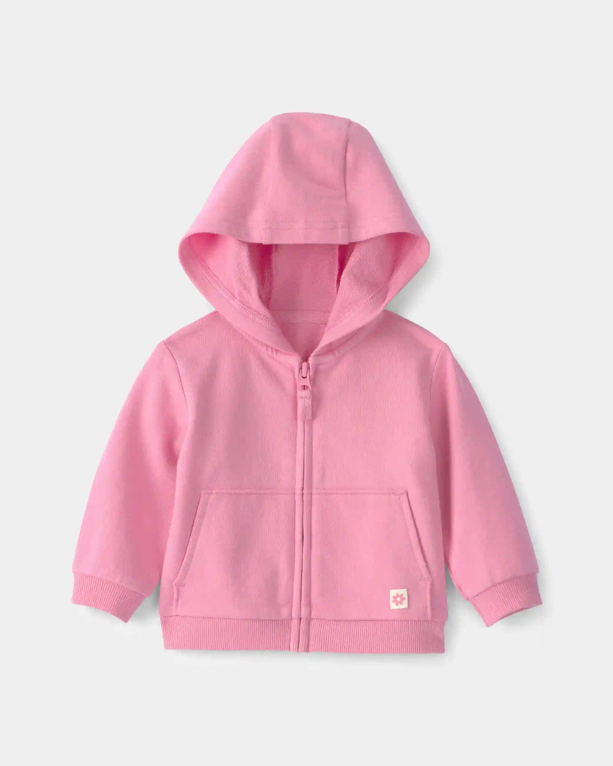Baby Girl French Terry Zip-Up Hoodie - Pink