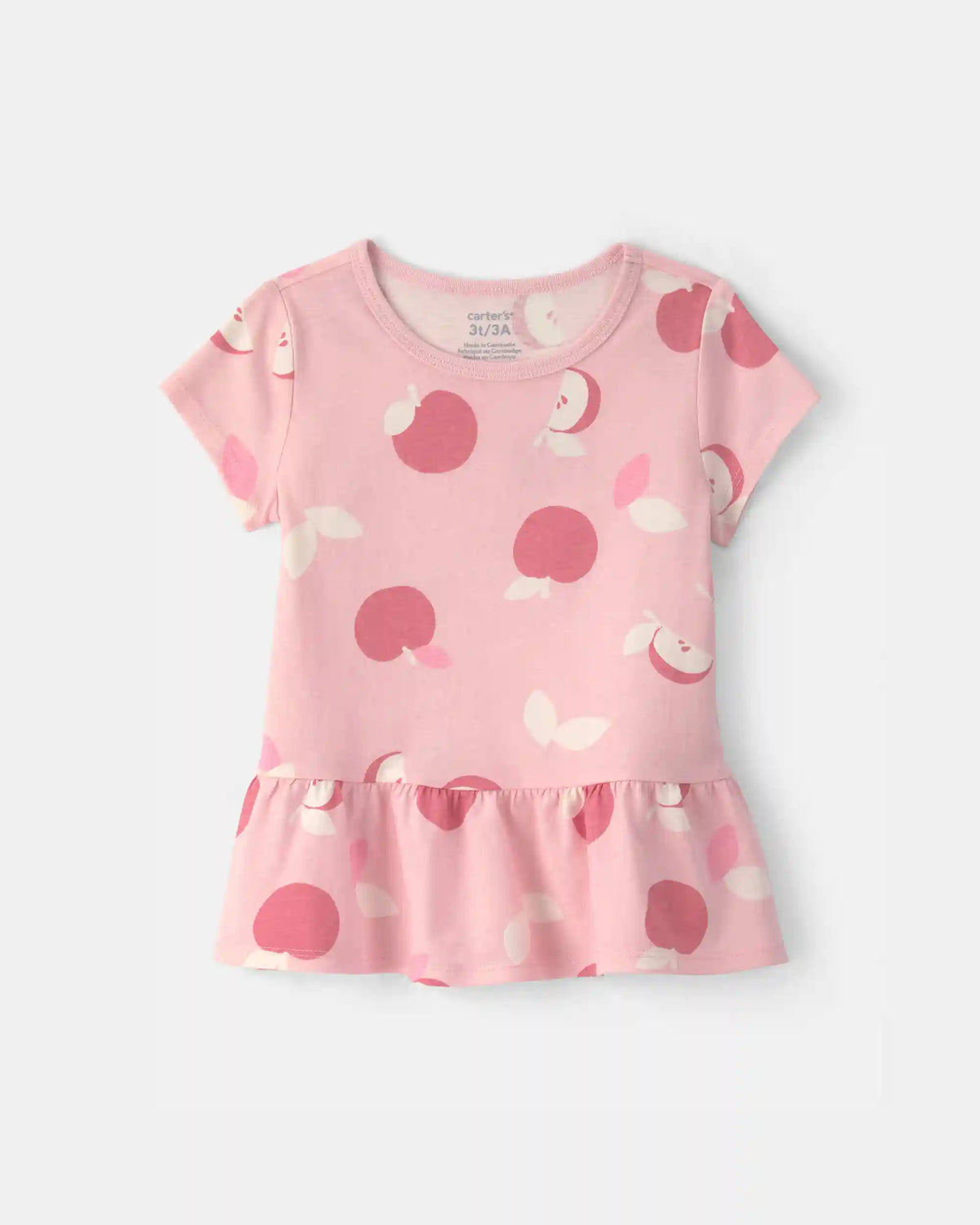 Toddler Girl Apple Relaxed Peplum Top - Pink