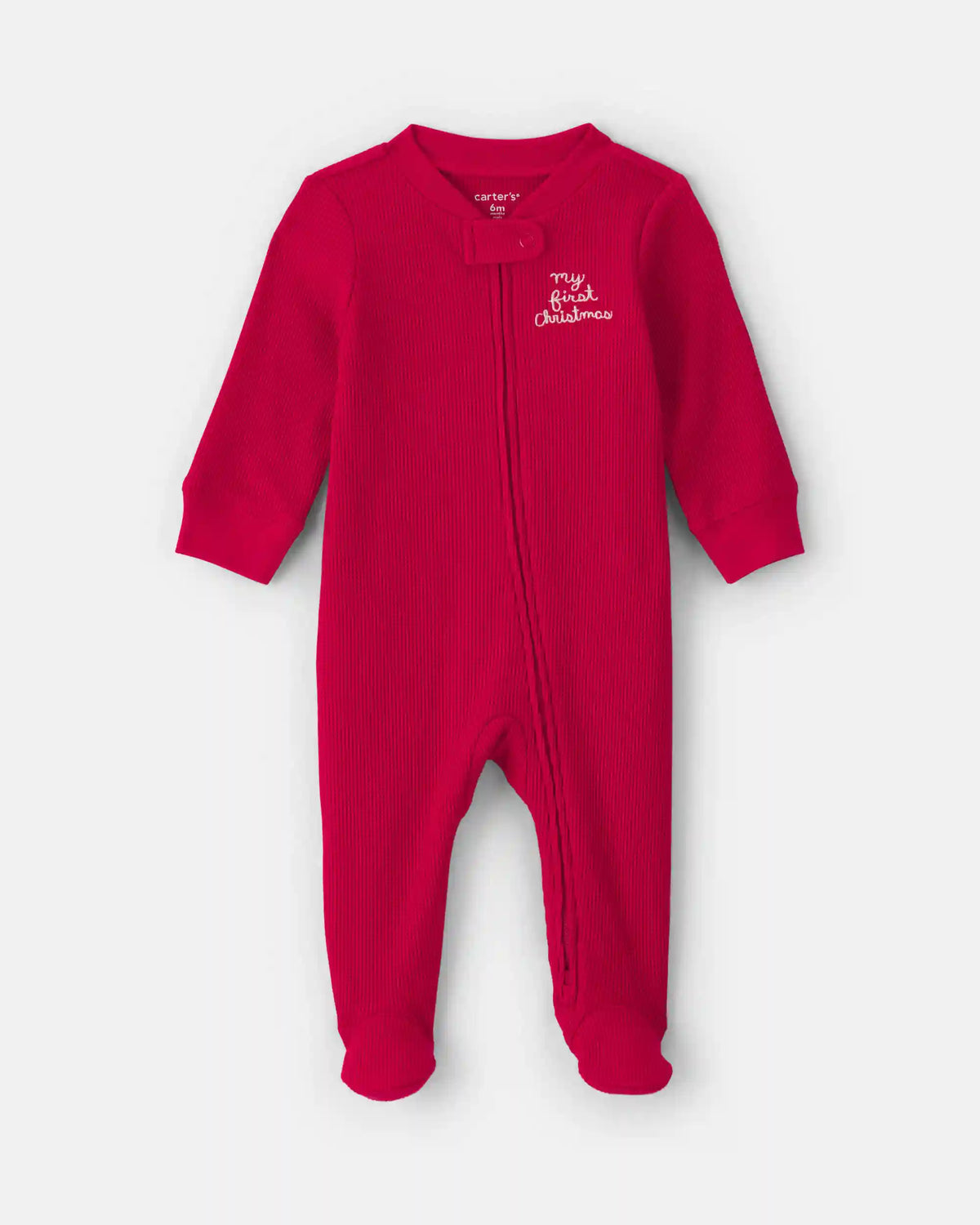 Baby 'My First Christmas' Cotton Thermal Sleep & Play Pajamas - Red