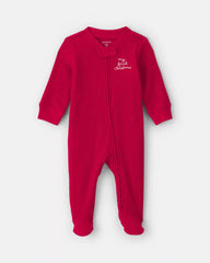 Baby 'My First Christmas' Cotton Thermal Sleep & Play Pajamas - Red
