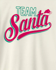 Adult 'Team Santa' Christmas Fleece Loose Fit Pajama Top - Cream
