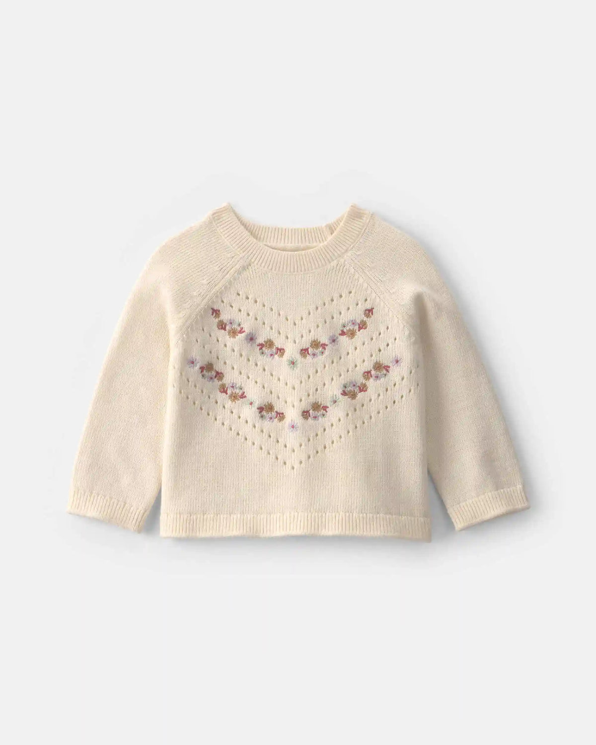Baby Girl Embroidered Sweater - Ivory