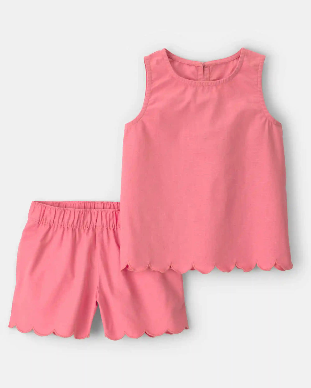 Girls 2-Piece Scallop Top & Short Set - Pink
