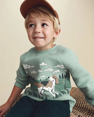 Toddler Boy Dog Fleece Pullover Sweatshirt - Green