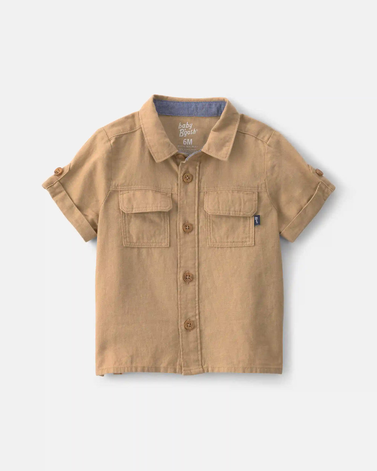 Baby Boy Linen Short-Sleeve Button-Down Shirt - Khaki