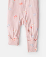 Baby Girl Flamingo PurelySoft™ 2-Way Zip Sleep & Play Pajamas - Pink