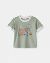 Baby Boy Camping Dinosaur Graphic Tee - Green