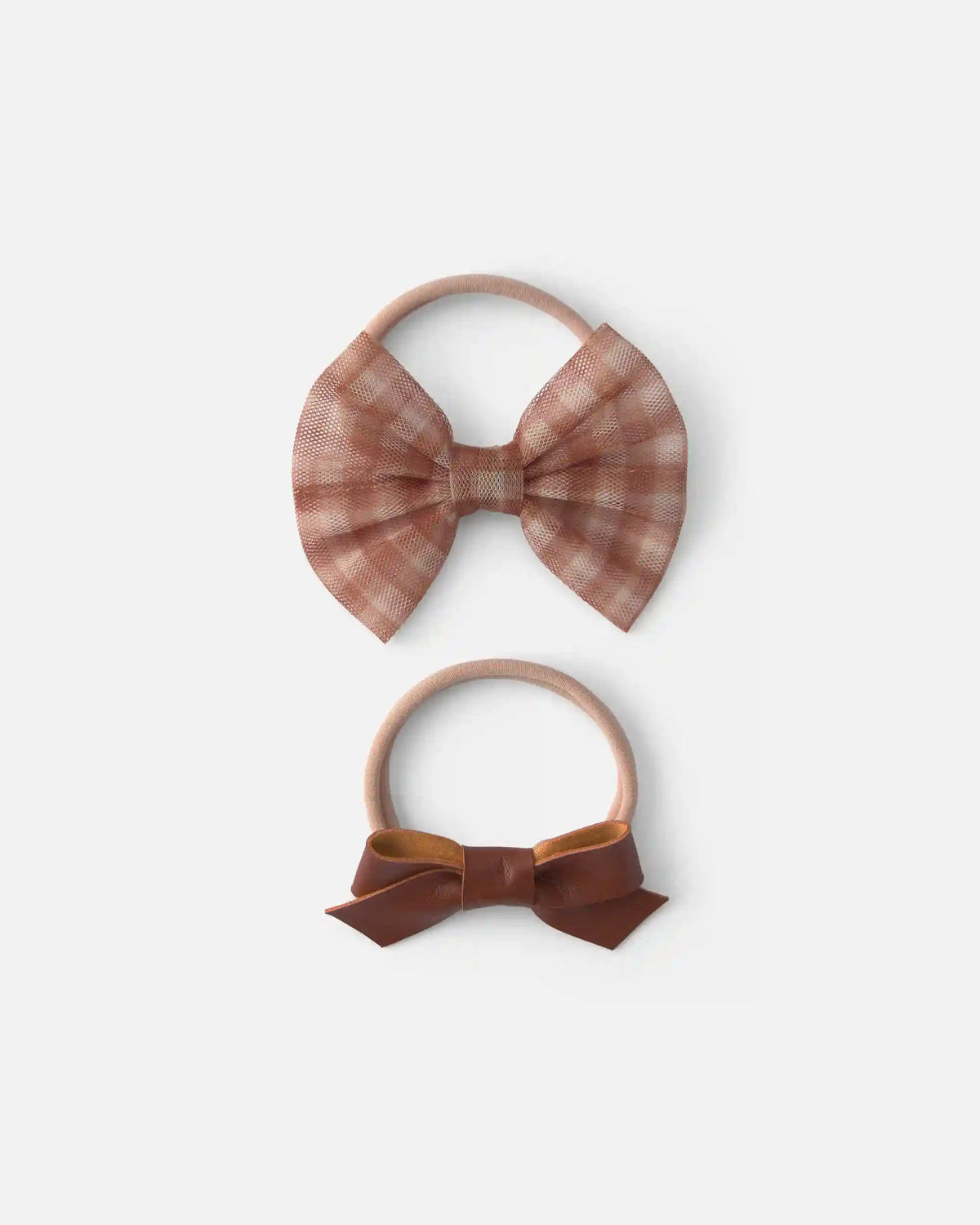 Baby Girl 2-Pack Gingham Bow Headwraps - Brown