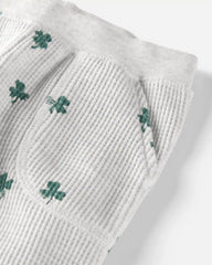 Baby 2-Piece Organic Cotton Thermal Knit Set in Lucky Clovers Print