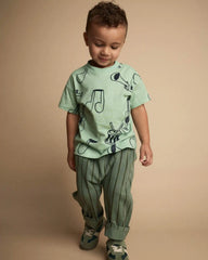 Toddler Boy Playground Pants in Stripes - Olive