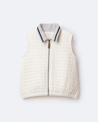 Toddler Quilted Zip-Up Collard Vest - Cream