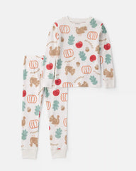 Baby 2-Piece Thanksgiving 100% Cotton Snug Fit Pajama Set - Cream